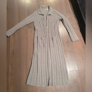 Long ankle length knit cardigan with deep pockets